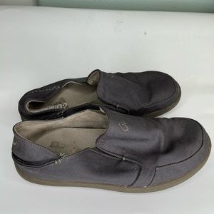 olukai shoes slip ons men size 9 gray textile upper beautiful loafers